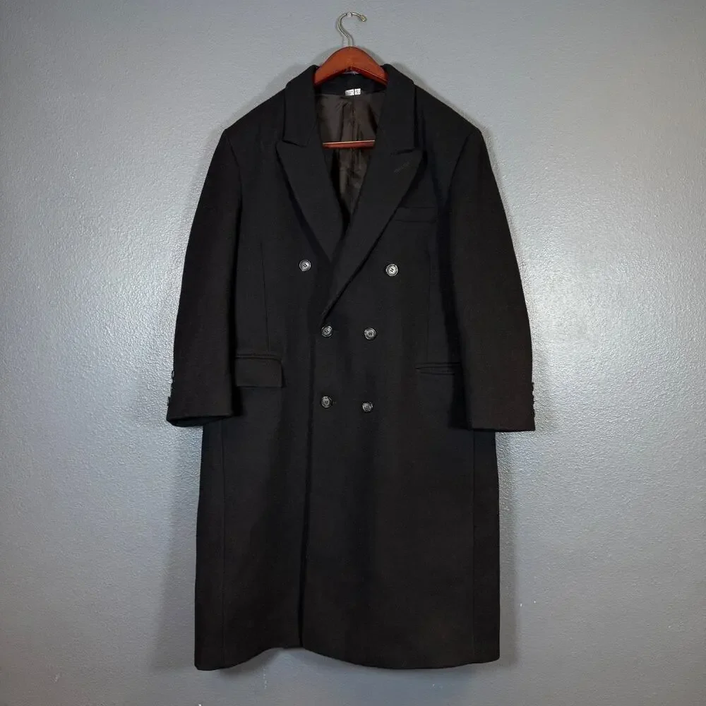 Oakton Ltd. 44r black 100% pure wool coat jacket vintage